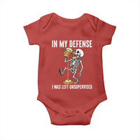 Funny Skeleton Beer Baby Onesie In My Defence I Was Left Unsupervised - Wonder Print Shop