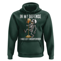 Funny Skeleton Beer Hoodie In My Defence I Was Left Unsupervised - Wonder Print Shop