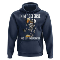 Funny Skeleton Beer Hoodie In My Defence I Was Left Unsupervised - Wonder Print Shop