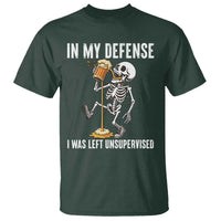 Funny Skeleton Beer T Shirt In My Defence I Was Left Unsupervised - Wonder Print Shop