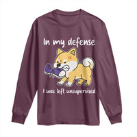 Sarcastic Dog Lover Long Sleeve Shirt In My Defense I Was Left Unsupervised - Wonder Print Shop