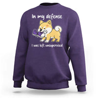 Sarcastic Dog Lover Sweatshirt In My Defense I Was Left Unsupervised - Wonder Print Shop