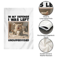 Funny Cat Humor Garden Flag In My Defense I Was Left Unsupervised - Wonder Print Shop