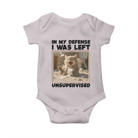 Funny Cat Humor Baby Onesie In My Defense I Was Left Unsupervised - Wonder Print Shop