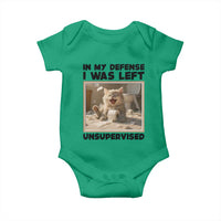 Funny Cat Humor Baby Onesie In My Defense I Was Left Unsupervised - Wonder Print Shop