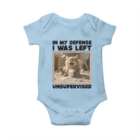 Funny Cat Humor Baby Onesie In My Defense I Was Left Unsupervised - Wonder Print Shop
