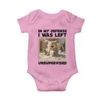 Funny Cat Humor Baby Onesie In My Defense I Was Left Unsupervised - Wonder Print Shop