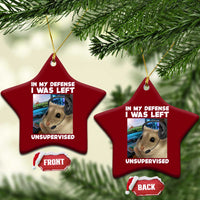 Funny Hamster Gamer Ceramic Ornament In My Defense I Was Left Unsupervised - Wonder Print Shop