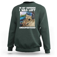 Funny Hamster Gamer Sweatshirt In My Defense I Was Left Unsupervised - Wonder Print Shop