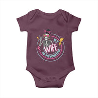 My Wife Is Psychotic Baby Onesie Funny Messy Bun Skeleton Sarcastic - Wonder Print Shop