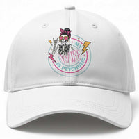My Wife Is Psychotic Baseball Cap Funny Messy Bun Skeleton Sarcastic