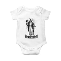Christian Football Lover Baby Onesie He Is Rizzin Funny Gift - Wonder Print Shop