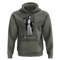 Christian Football Lover Hoodie He Is Rizzin Funny Gift - Wonder Print Shop