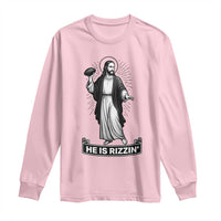 Christian Football Lover Long Sleeve Shirt He Is Rizzin Funny Gift - Wonder Print Shop