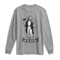 Christian Football Lover Long Sleeve Shirt He Is Rizzin Funny Gift - Wonder Print Shop