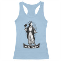 Christian Football Lover Racerback Tank Top He Is Rizzin Funny Gift - Wonder Print Shop
