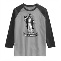 Christian Football Lover Raglan Shirt He Is Rizzin Funny Gift - Wonder Print Shop