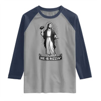 Christian Football Lover Raglan Shirt He Is Rizzin Funny Gift - Wonder Print Shop