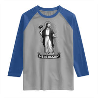 Christian Football Lover Raglan Shirt He Is Rizzin Funny Gift - Wonder Print Shop