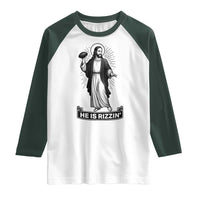 Christian Football Lover Raglan Shirt He Is Rizzin Funny Gift - Wonder Print Shop