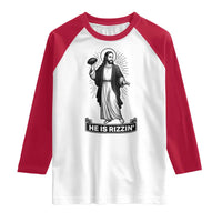 Christian Football Lover Raglan Shirt He Is Rizzin Funny Gift - Wonder Print Shop