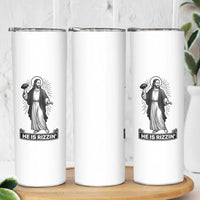 Christian Football Lover Skinny Tumbler He Is Rizzin Funny Gift - Wonder Print Shop