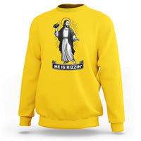 Christian Football Lover Sweatshirt He Is Rizzin Funny Gift - Wonder Print Shop