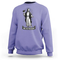 Christian Football Lover Sweatshirt He Is Rizzin Funny Gift - Wonder Print Shop