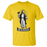 Christian Football Lover T Shirt He Is Rizzin Funny Gift - Wonder Print Shop