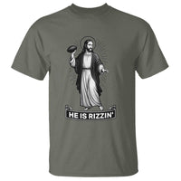Christian Football Lover T Shirt He Is Rizzin Funny Gift - Wonder Print Shop
