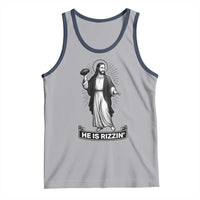 Christian Football Lover Tank Top He Is Rizzin Funny Gift - Wonder Print Shop
