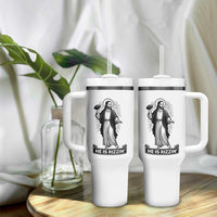 Christian Football Lover Tumbler With Handle He Is Rizzin Funny Gift - Wonder Print Shop