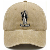 Christian Football Lover Washed Cotton Baseball Cap He Is Rizzin Funny Gift