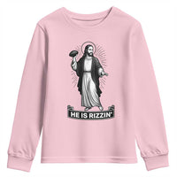 Christian Football Lover Youth Sweatshirt He Is Rizzin Funny Gift - Wonder Print Shop