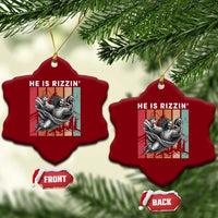 He Is Rizzin Ceramic Ornament Funny Christian Football Lover Gift - Wonder Print Shop