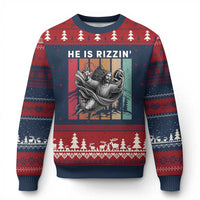He Is Rizzin Ugly Christmas Sweater Funny Christian Football Lover Gift - Wonder Print Shop