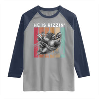 He Is Rizzin Raglan Shirt Funny Christian Football Lover Gift - Wonder Print Shop