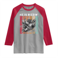 He Is Rizzin Raglan Shirt Funny Christian Football Lover Gift - Wonder Print Shop
