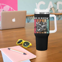 He Is Rizzin Tumbler With Handle Funny Christian Football Lover Gift - Wonder Print Shop