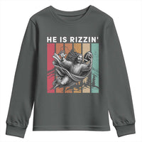 He Is Rizzin Youth Sweatshirt Funny Christian Football Lover Gift - Wonder Print Shop