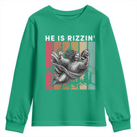 He Is Rizzin Youth Sweatshirt Funny Christian Football Lover Gift - Wonder Print Shop