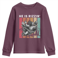 He Is Rizzin Youth Sweatshirt Funny Christian Football Lover Gift - Wonder Print Shop