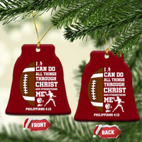 Christian Football Ceramic Ornament I Can Do All Things Through Christ Bible Verse - Wonder Print Shop