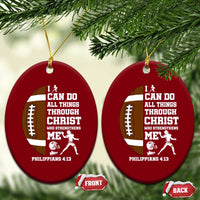 Christian Football Ceramic Ornament I Can Do All Things Through Christ Bible Verse - Wonder Print Shop
