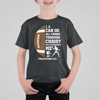 Christian Football T Shirt For Kid I Can Do All Things Through Christ Bible Verse - Wonder Print Shop