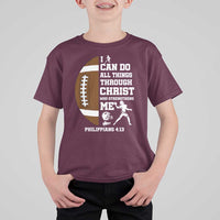 Christian Football T Shirt For Kid I Can Do All Things Through Christ Bible Verse - Wonder Print Shop