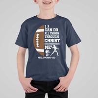 Christian Football T Shirt For Kid I Can Do All Things Through Christ Bible Verse - Wonder Print Shop