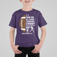 Christian Football T Shirt For Kid I Can Do All Things Through Christ Bible Verse - Wonder Print Shop