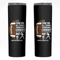 Christian Football Skinny Tumbler I Can Do All Things Through Christ Bible Verse - Wonder Print Shop