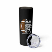 Christian Football Skinny Tumbler I Can Do All Things Through Christ Bible Verse - Wonder Print Shop